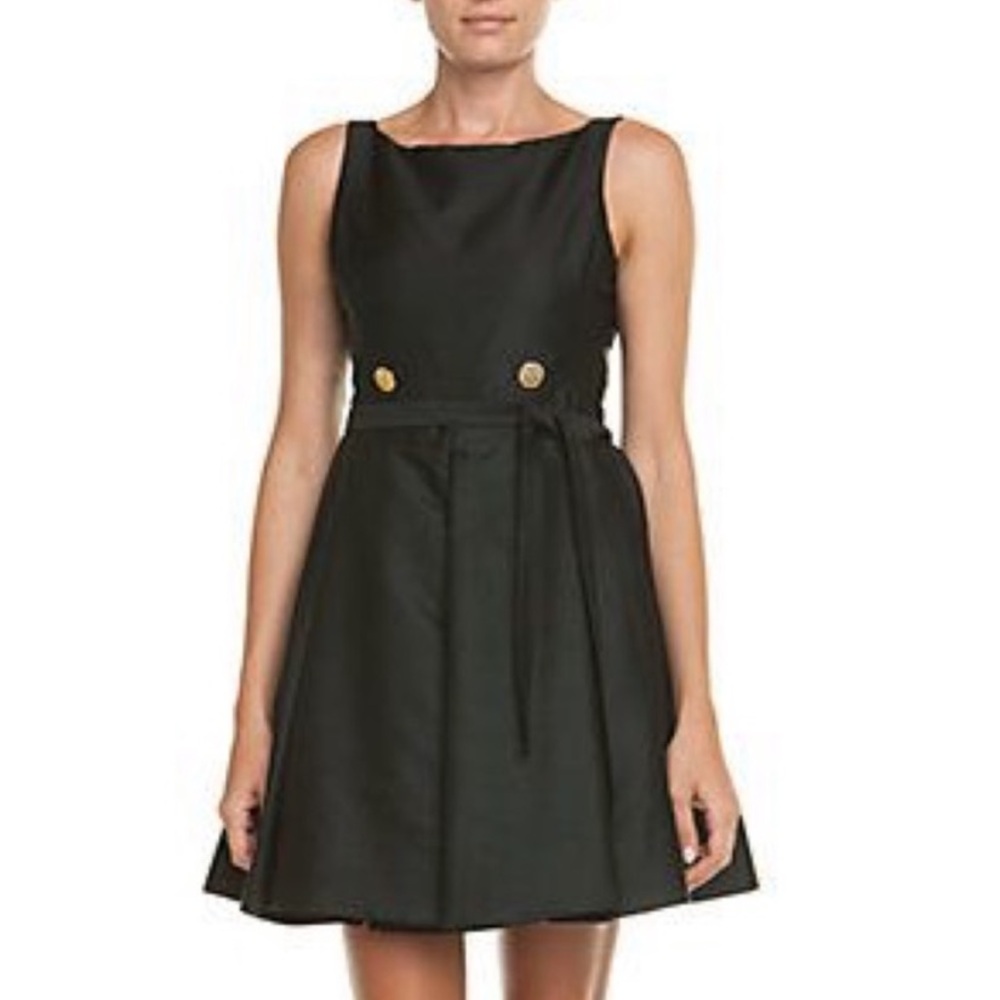 ELIZABETH McKAY The Silk Blend Fit & Flare Boatneck Sleeveless Mini Dress SZ: 4